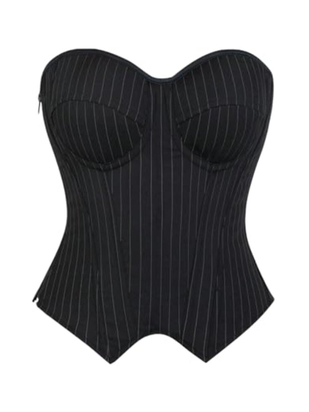 Lace Up Corset Bustier Top with Side Zipper Padded Overbust - Going Out